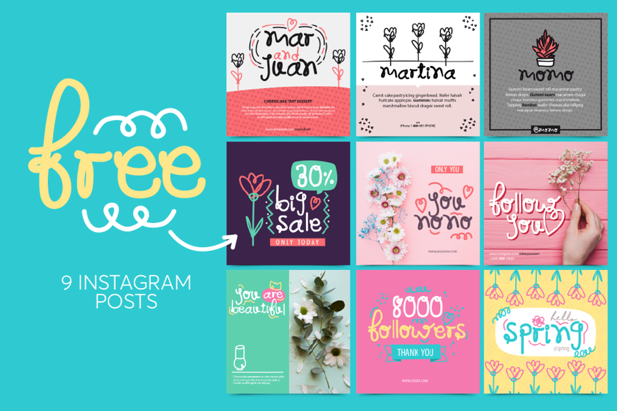 Martina font and 9 Instagram posts preview 6