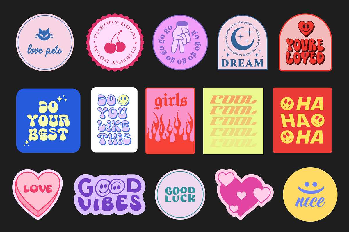 COOL Y2K STICKERS VECTOR SET, a Decorative Illustration by craftlove (Photo 9 of 12)