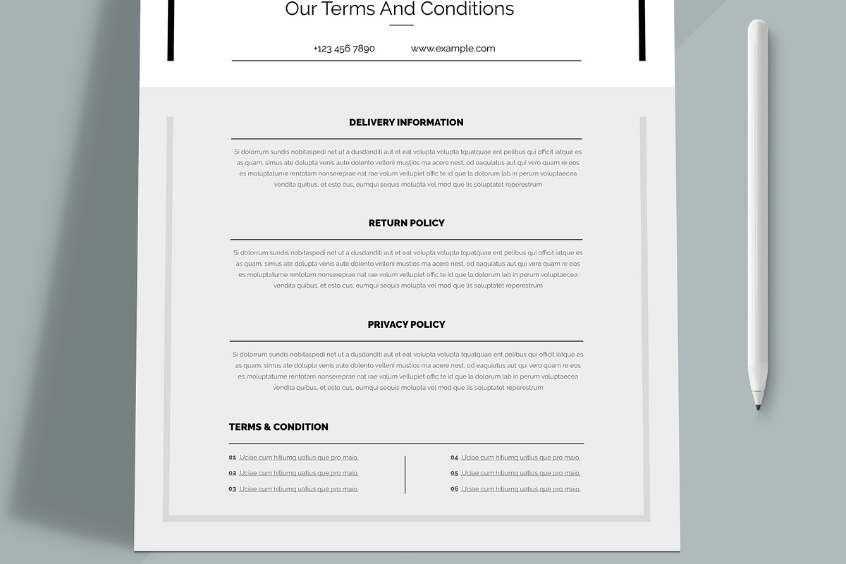 Order Shop Policy Form Design