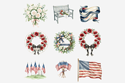 Watercolor Memorial Day Clipart, a Person Illustration by Tanya Kart (Thumbnail 7 of 11)