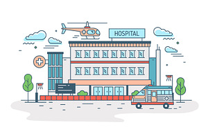 Hospital line art, a Healthcare Illustration by Good Studio