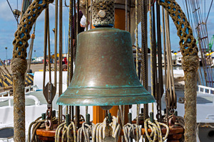 Old ship deck with copper bell, a Transportation Photo by BOOCYS