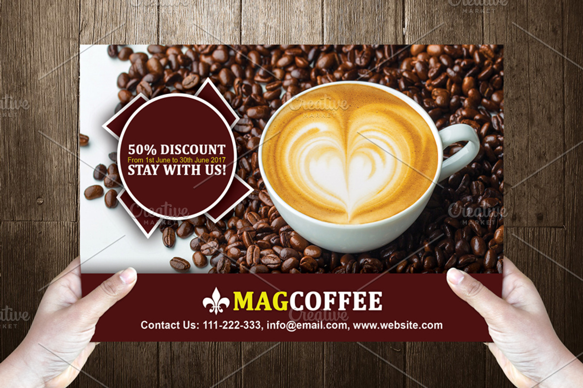 Coffeeto Post Card Template Design, a Card Template by Dueza.Com