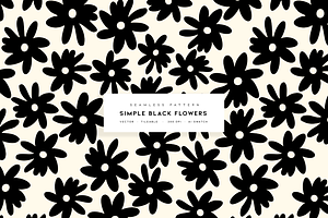 Simple Black Flowers Vector Print