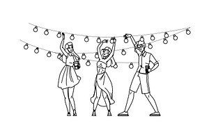 terrace rooftop party vector, a Person Illustration by pikepicture
