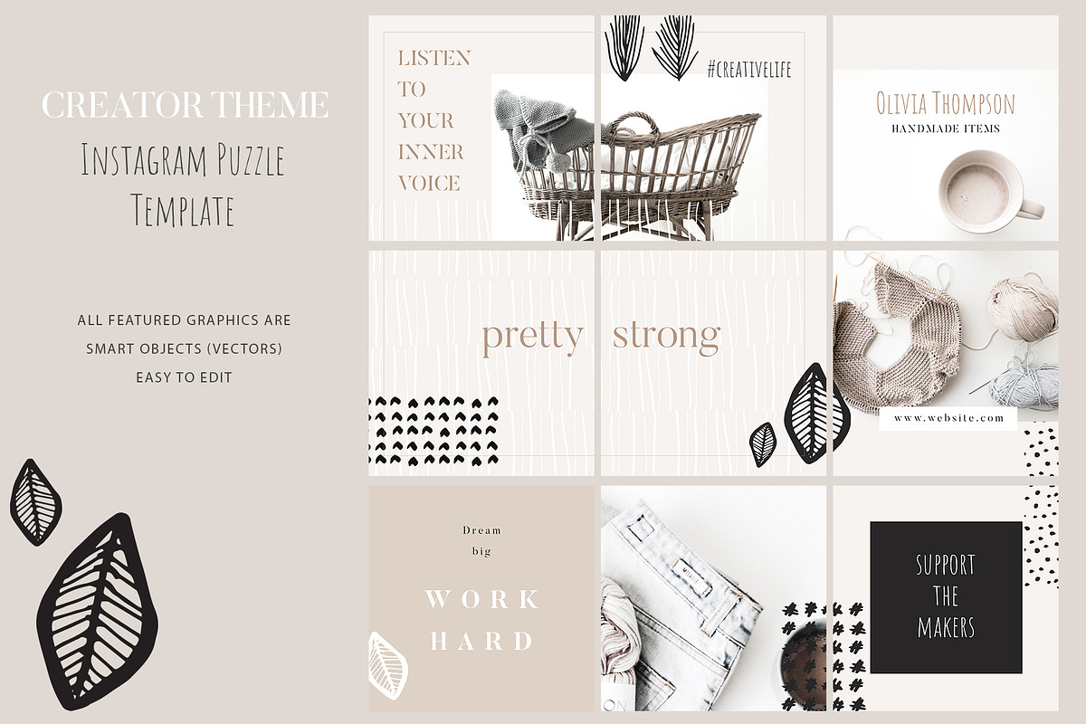 Instagram Puzzle Posts Templates Set