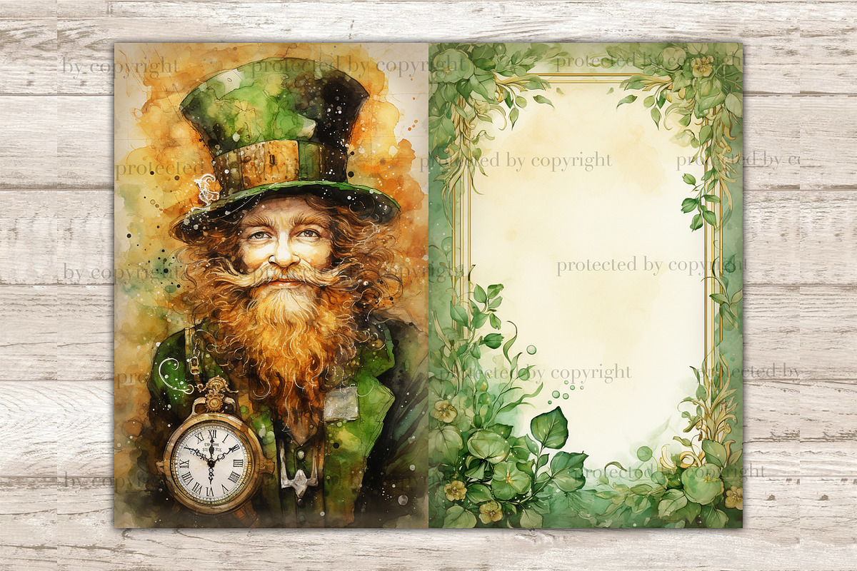 St. Patrick's Day Junk Journal Pages, a Seasonal Illustration by GlamArtZhanna (Photo 8 of 10)
