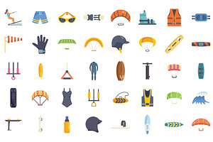 Kitesurfing and surfing equipment, a Sport Illustration by Ylivdesign