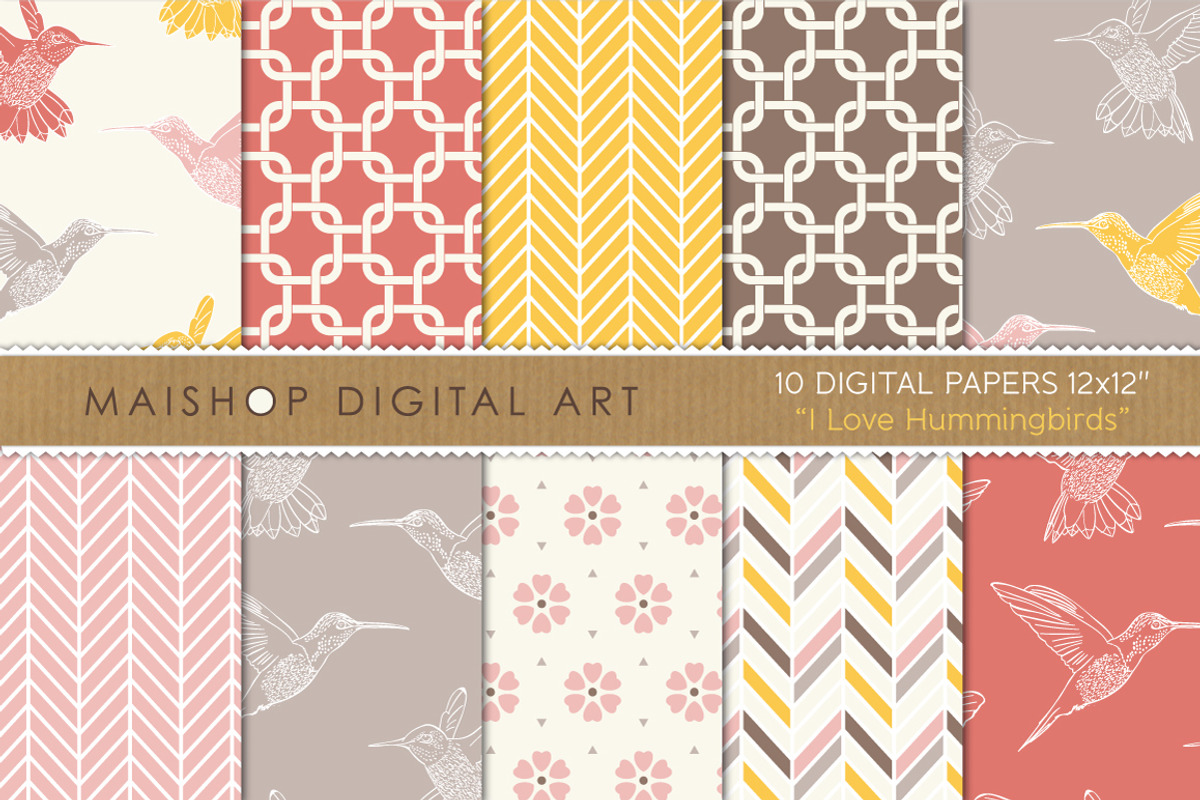 Digital Paper I Love Hummingbirds