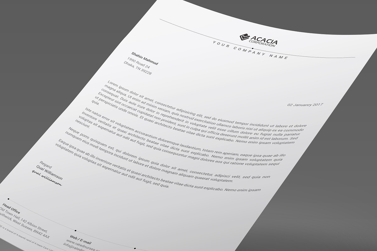 Simple Letterhead, a Stationery Template by DesignGhar (Photo 1 of 5)