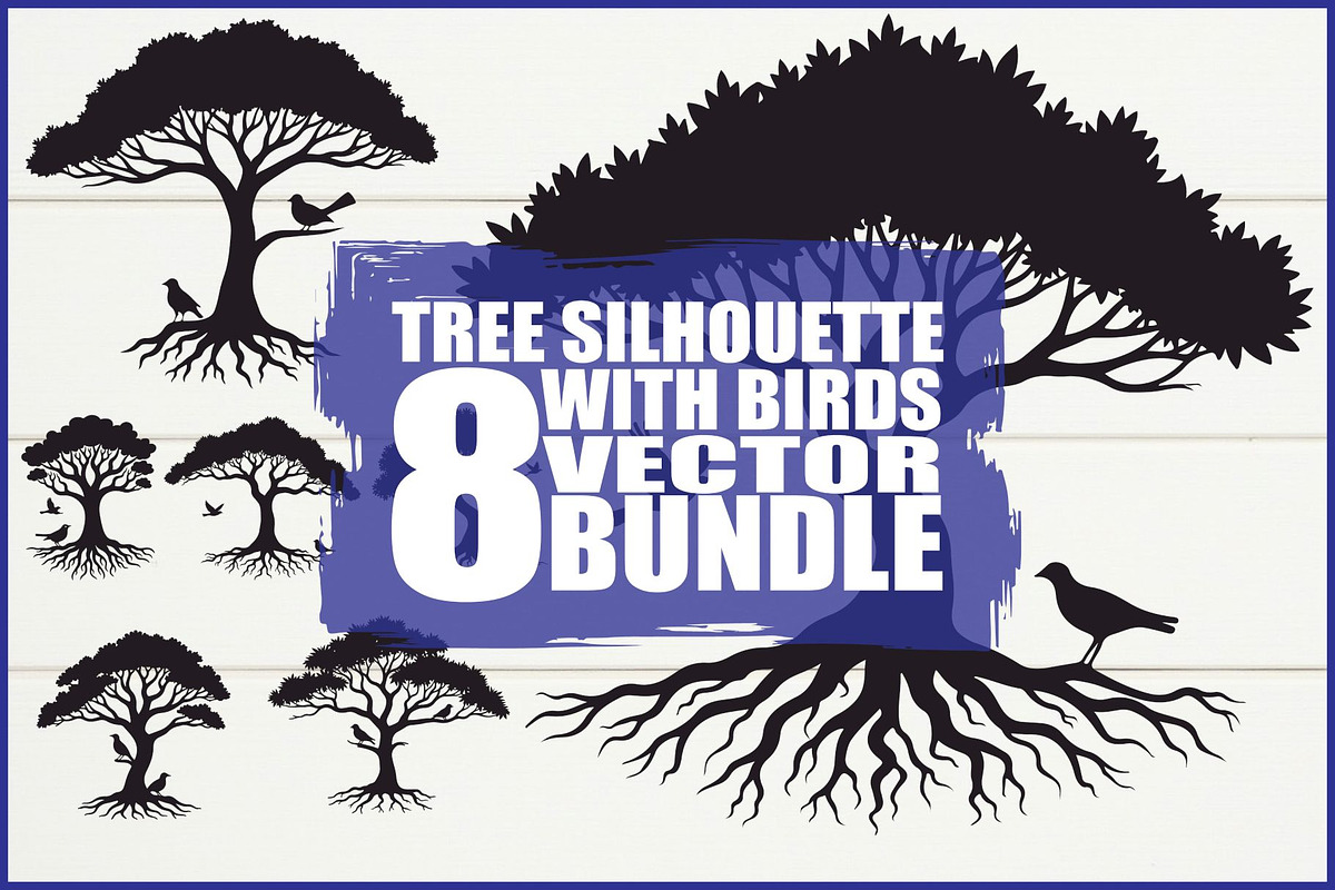 Tree and Birds Clipart Set of, an Illustration by musafir_fashion (Photo 1 of 9)