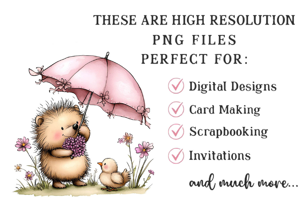Whimsical Easter Hedgehog Clipart, an Illustration by DreamPrint404 (Photo 6 of 6)