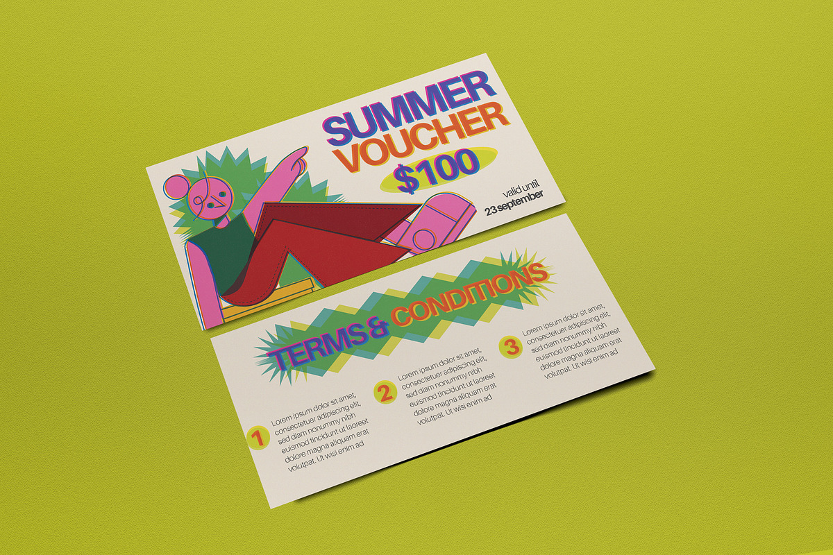 Beige Riso Print Summer Sale Voucher, a Card Template by graphicook (Photo 2 of 3)