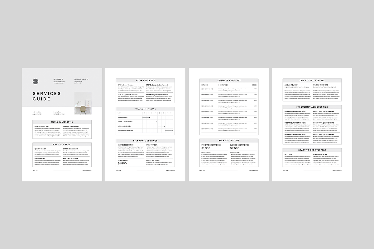 Services Guide | MS Word & Indesign, a Stationery Template by Leaflove