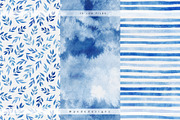 Navy Blue Watercolor Digital Papers, a Pattern Graphic by PeDe Designs (Thumbnail 2 of 6)