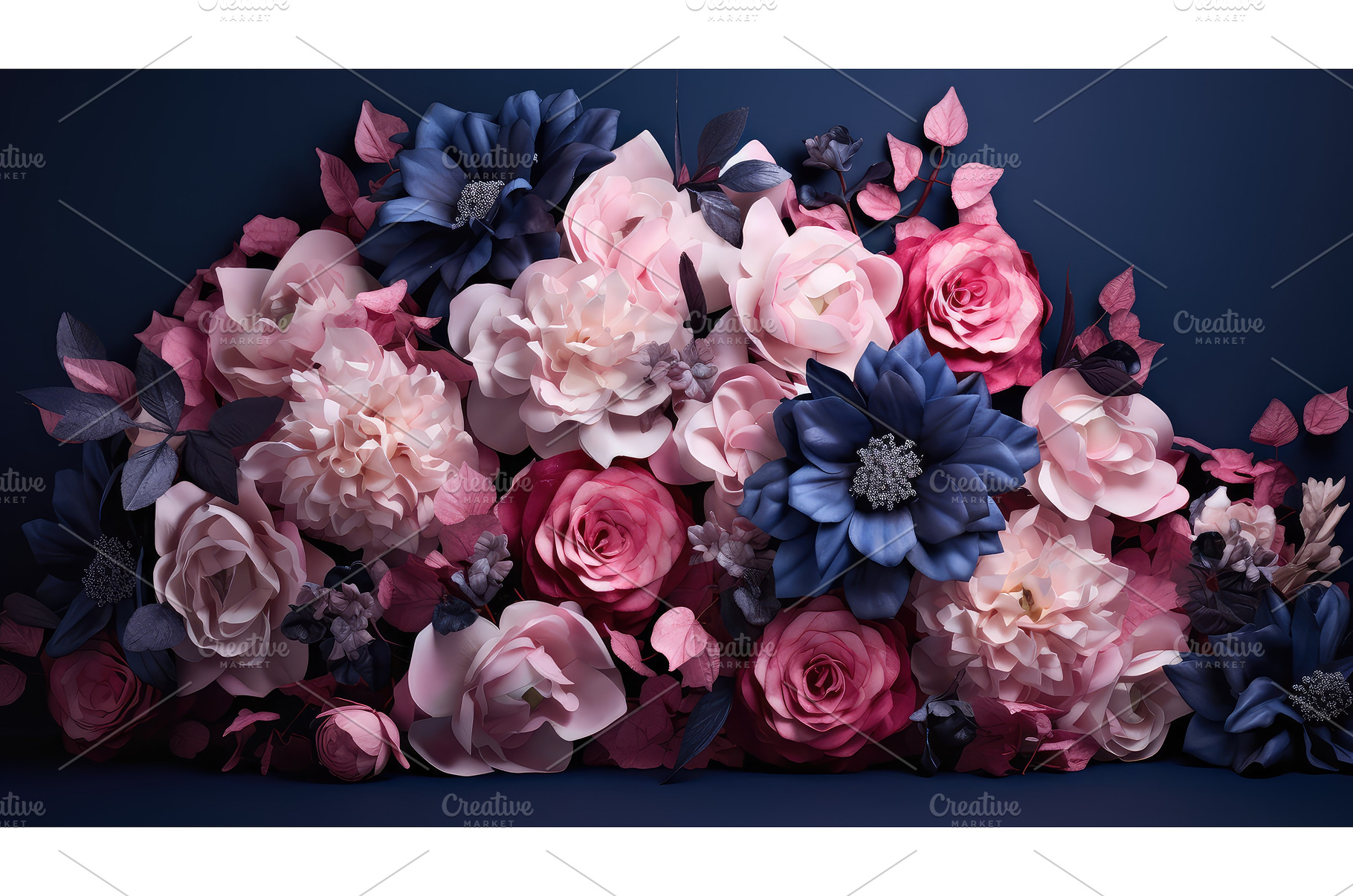 bouquet pink and navy flowers ai, a Nature Photo by pikepicture