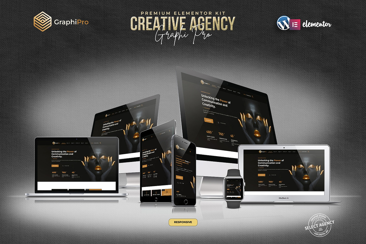 GraphiPro -Digital Elementor Pro Kit, a Websites & App Template by Select Agency Designs (Photo 2 of 8)