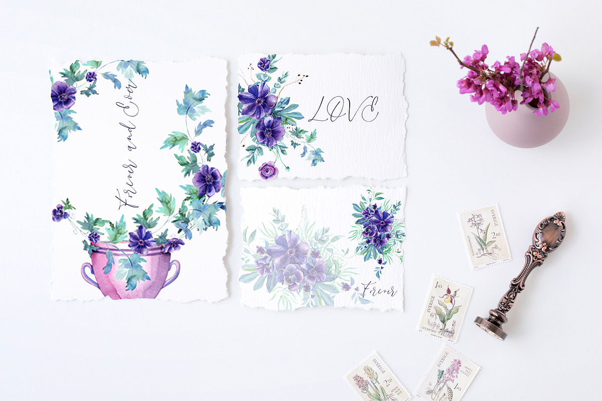 WILD ANEMONES, a Decorative Illustration by JennyColorArt (Photo 5 of 12)