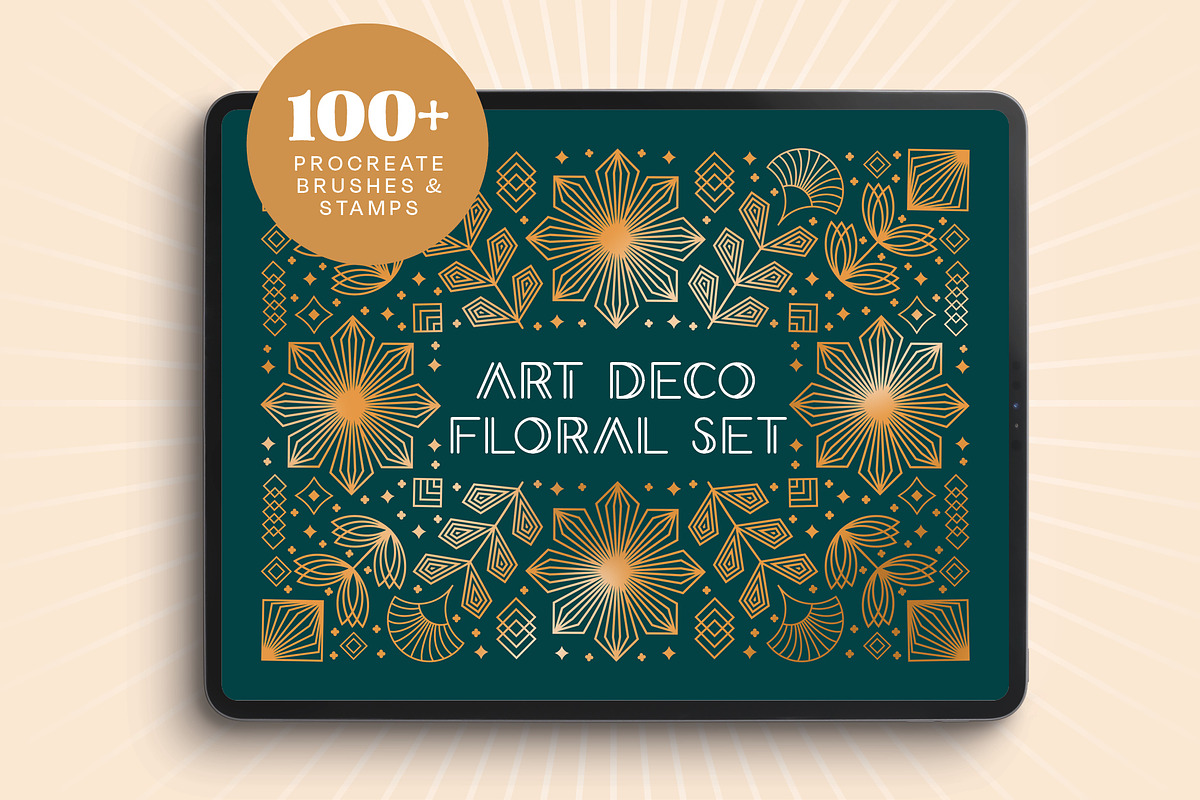 Art Deco Floral Procreate Brushes, a Brush Add-On by Pencil Twist (Photo 1 of 10)