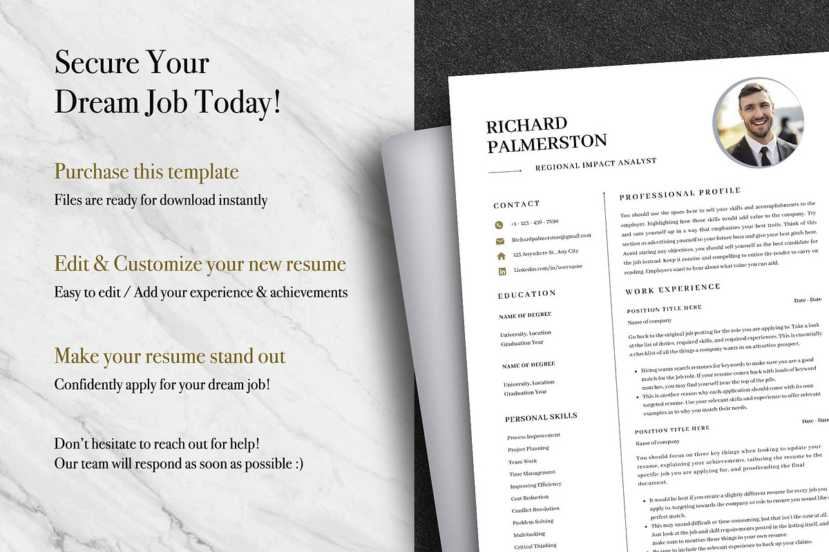 Executive CV Template Pack | Canva, a Resume Template by Lux Resume (Photo 9 of 9)