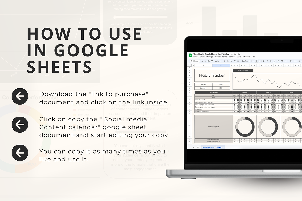 2025 Habit Tracker in Google Sheets, a Stationery Template by Marketello Studio (Photo 3 of 6)