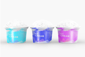 Ice Cream Scoops In Cups 3d Render