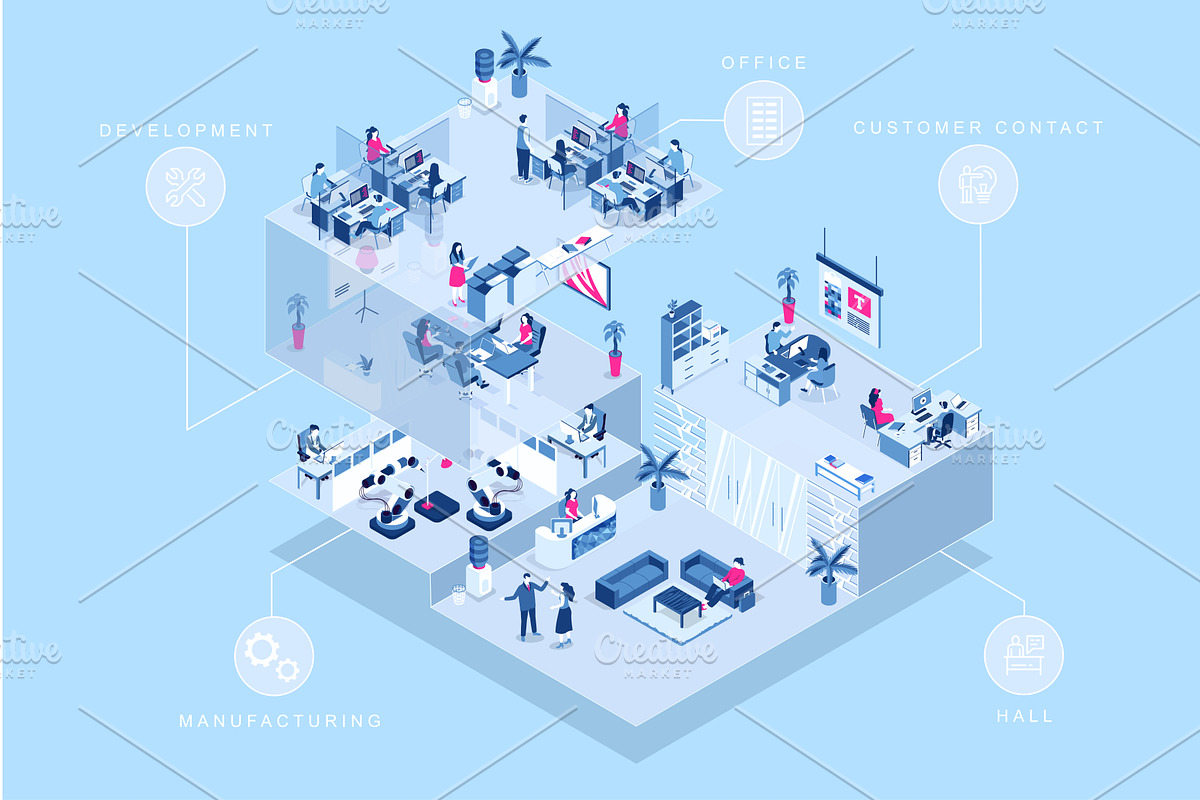 Creative Agency Isometric Concept, a Person Illustration by alexdndz