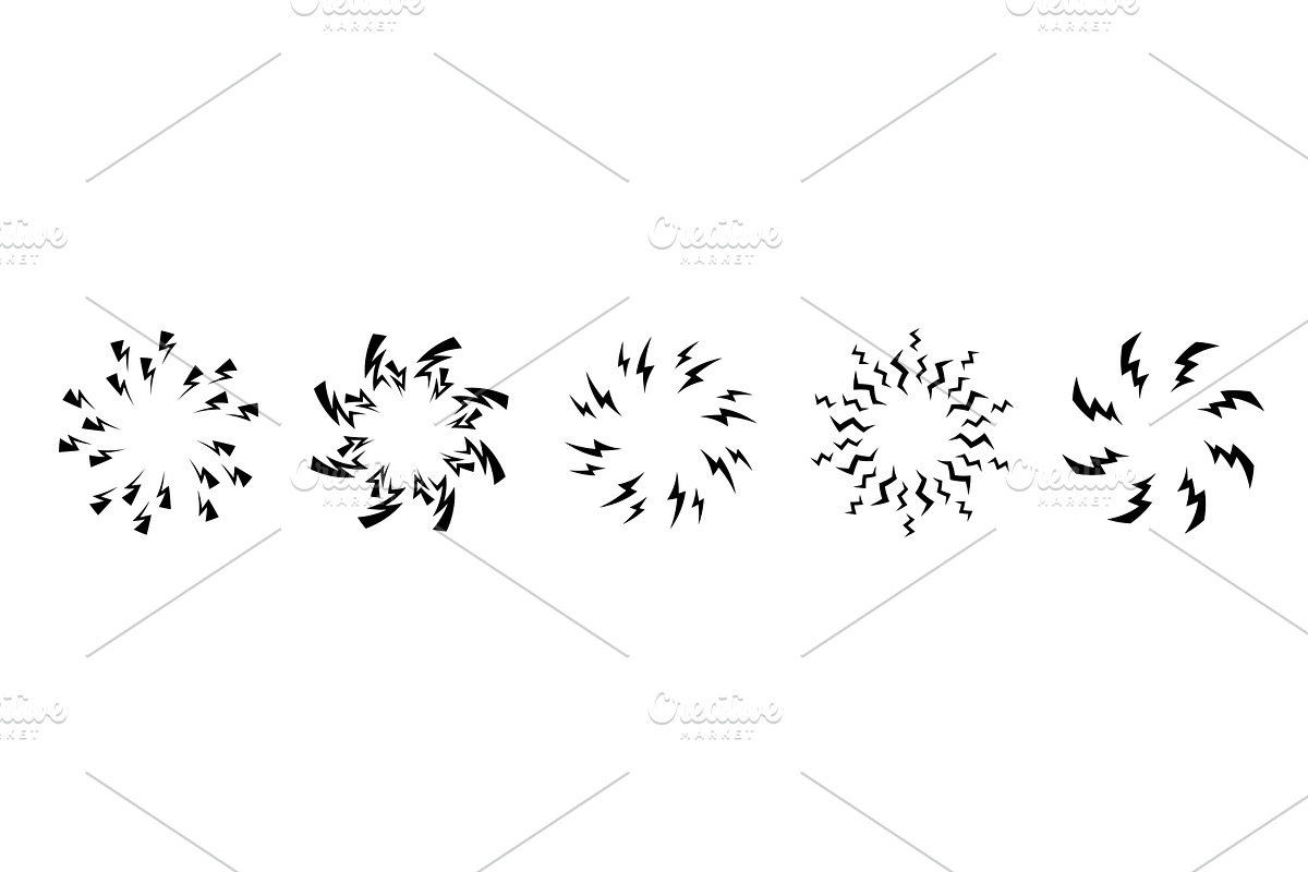 Lightning bolt round frame. Battery, an Illustration by skripnikbb