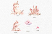 Pink unicorn watercolor clipart PNG, an Animal Illustration by MyLittleMeow (Thumbnail 2 of 5)