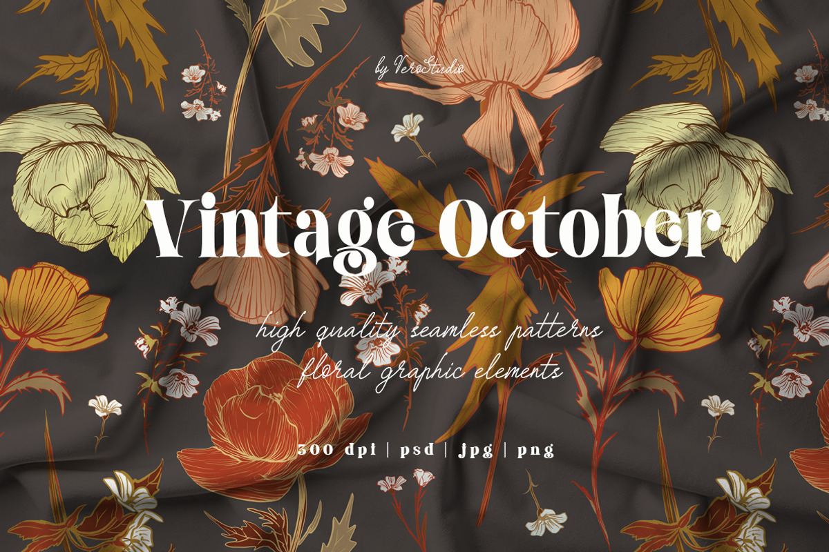 Vintage October retro fall pattern, a Pattern Graphic by Vero Arts (Photo 1 of 9)