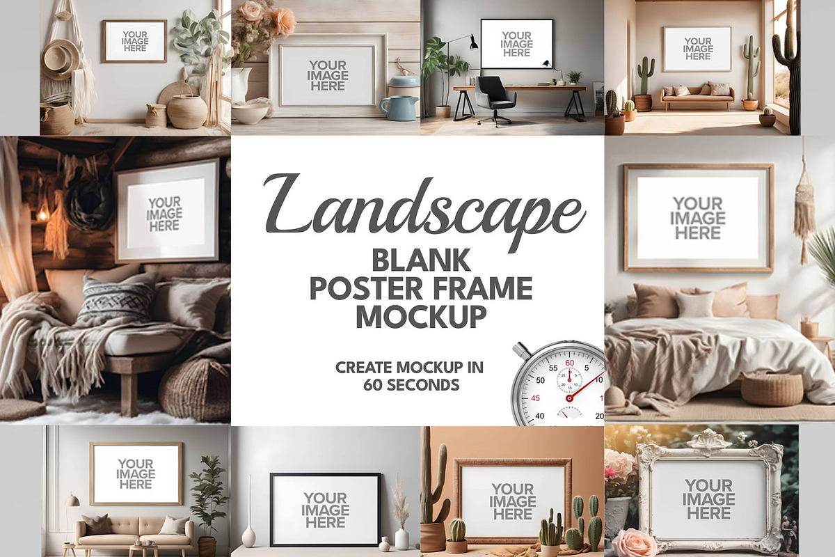 Landscape Blank Poster Frame Mockup, a Merchandise Mockup by positvtplus (Photo 1 of 4)