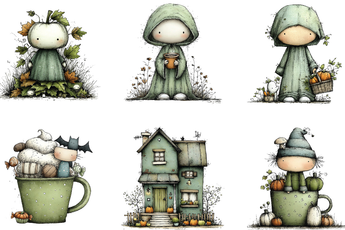 Whimsical Halloween Fall Clipart, an Illustration by CraftArtStudio (Photo 2 of 6)