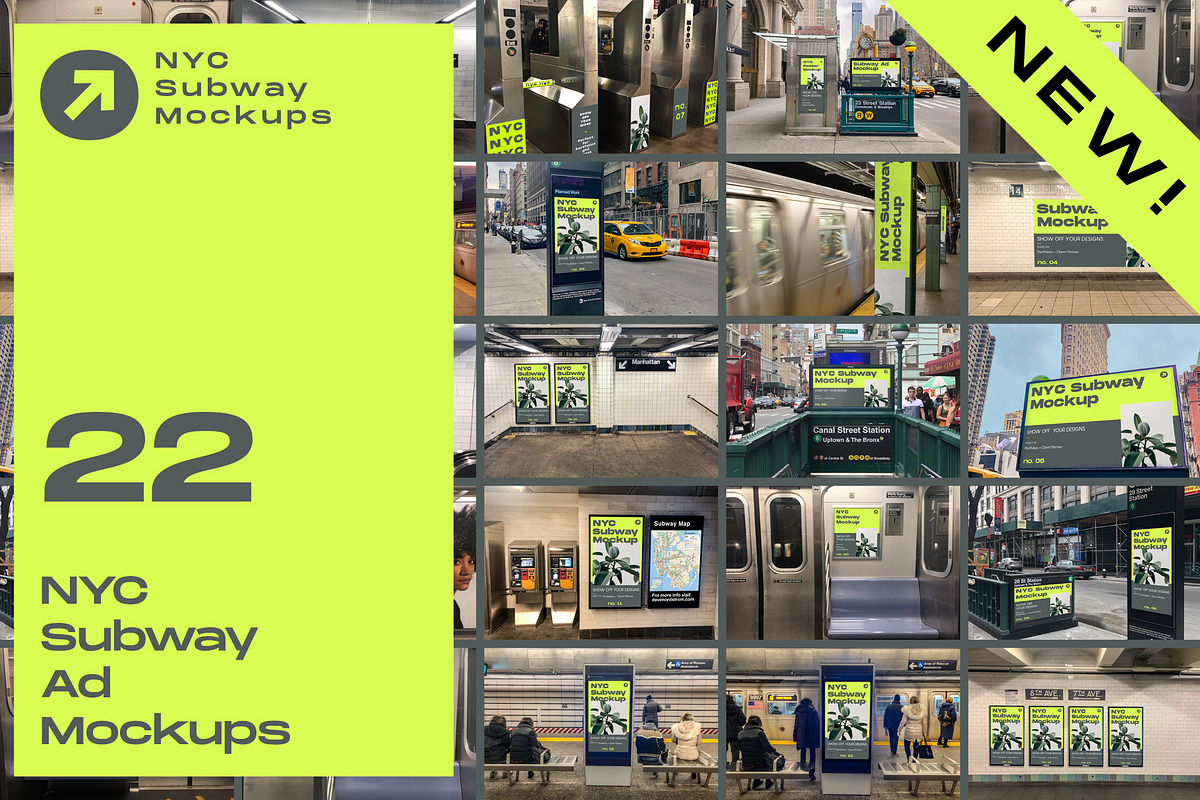 NYC Subway Mockup Bundle, an Advertising Mockup by NYC Billboard Mockups (Photo 1 of 21)
