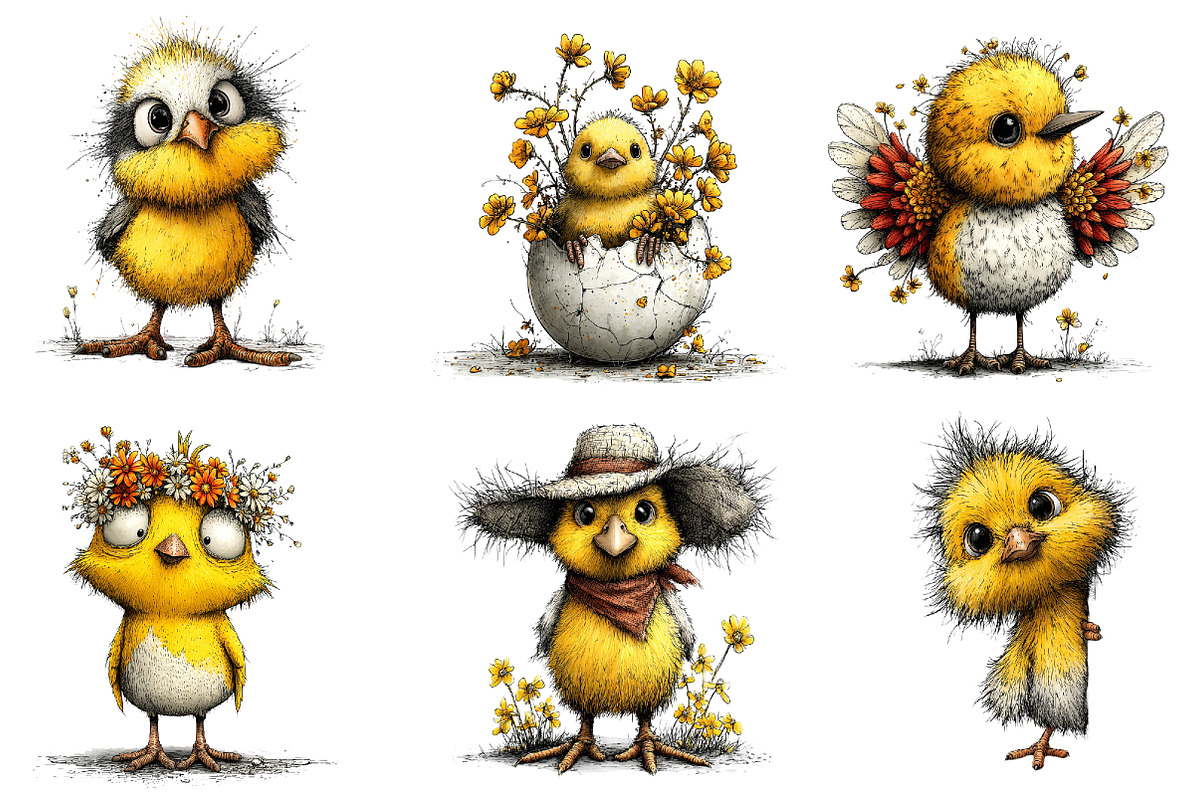 Whimsical Spring Chick Clipart, an Illustration by Dream Creation (Photo 3 of 7)