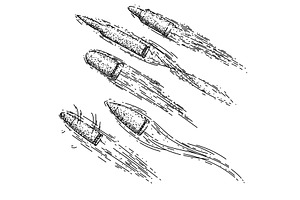 bullet flying set sketch hand drawn, an Illustration by pikepicture