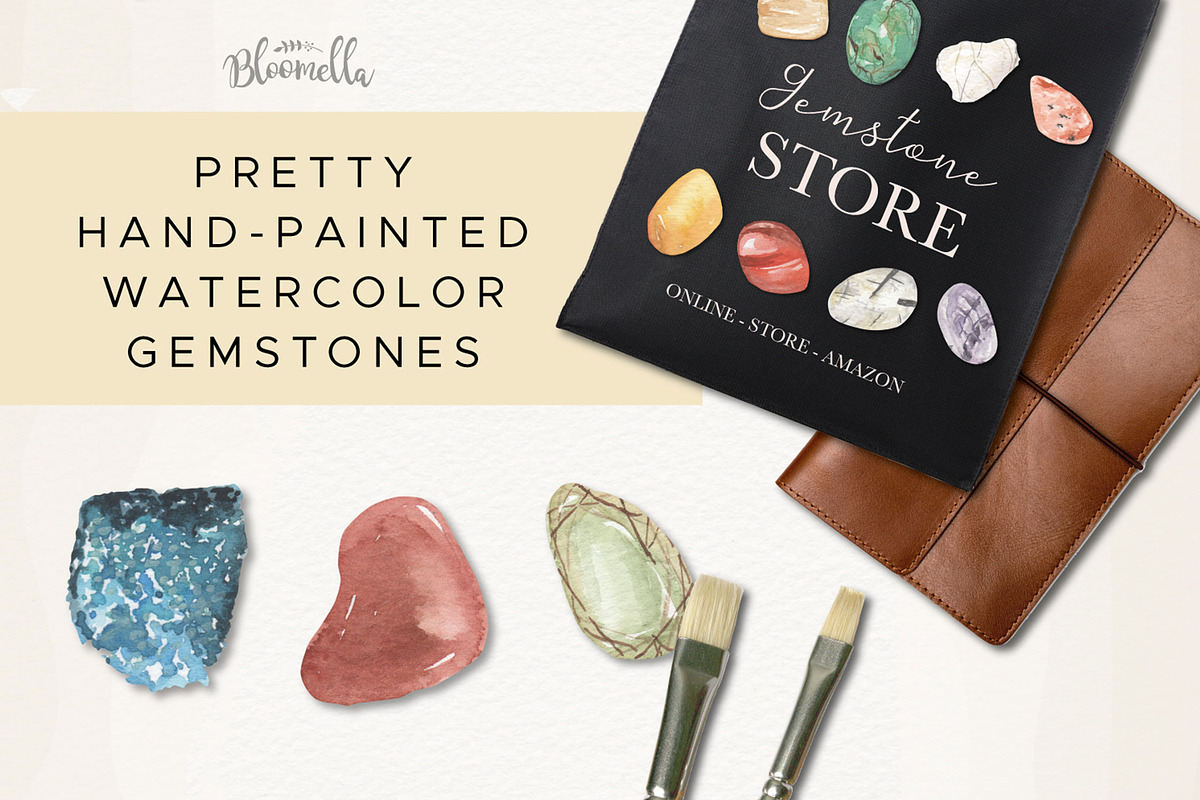 Gemstones 101 Watercolor Package, an Illustration by Bloomella (Photo 4 of 6)