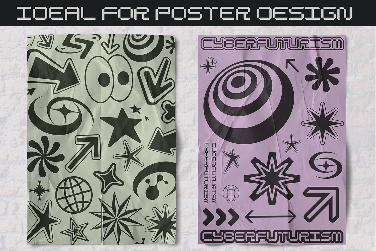 Y2K VECTOR SHAPES COLLECTION, a Pattern Graphic by craftlove (Photo 13 of 14)