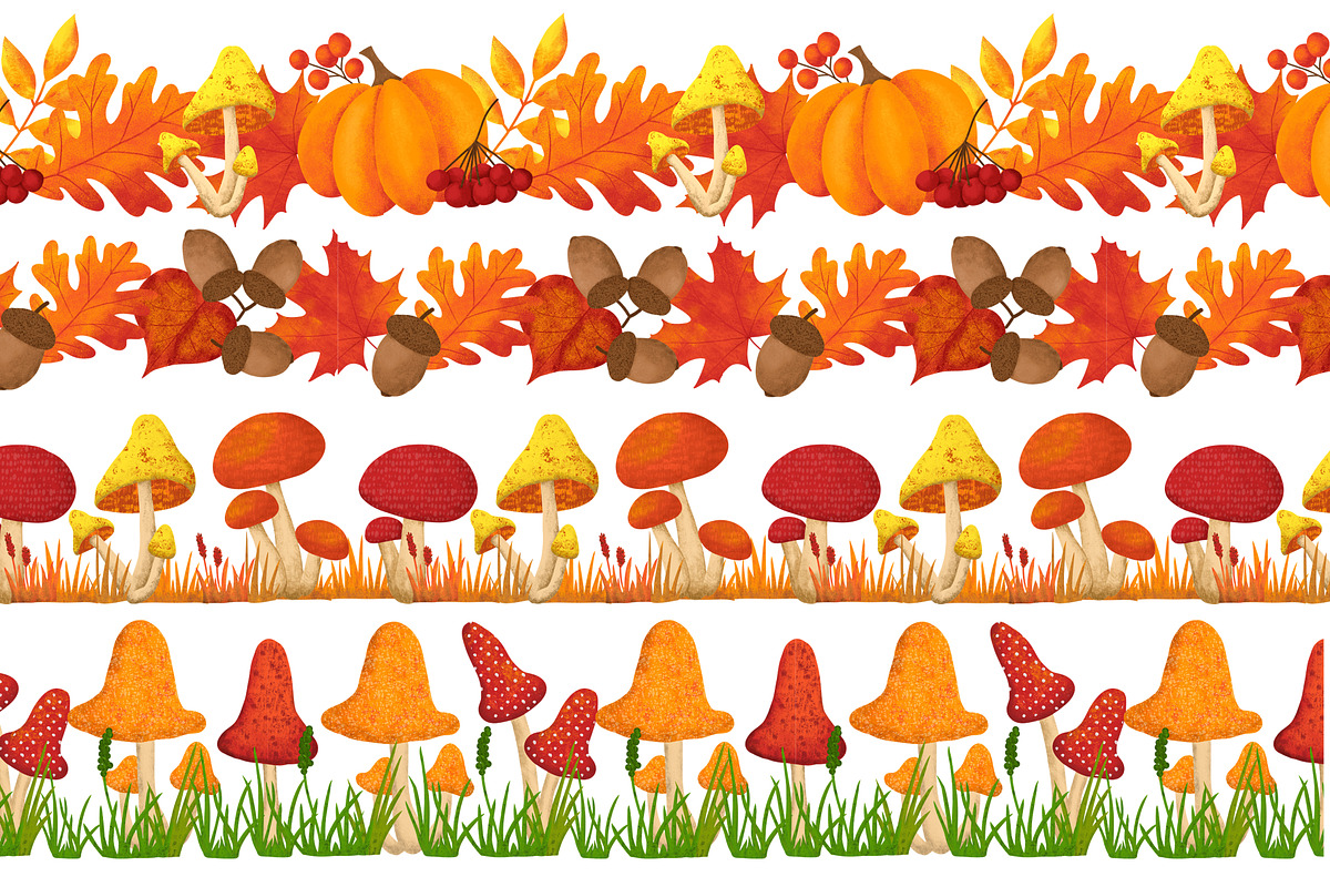 Fall Mushrooms Clipart and Patterns, a Pattern Graphic by Lagmar Design (Photo 12 of 14)