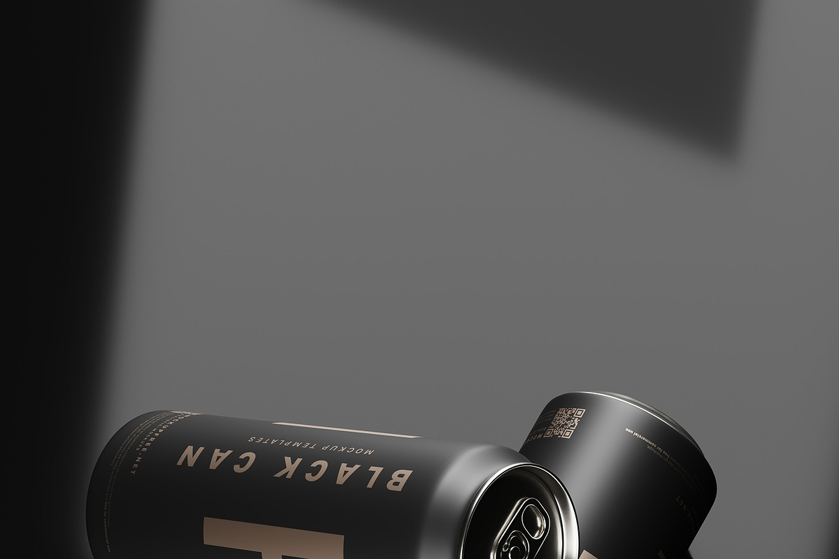 Black Soda or Beer Can Mockups, a Packaging Mockup by MockupFree.Net (Photo 14 of 15)