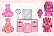 Pink Summer Girl Clipart set, an Object Illustration by The GG Shop (Thumbnail 3 of 7)