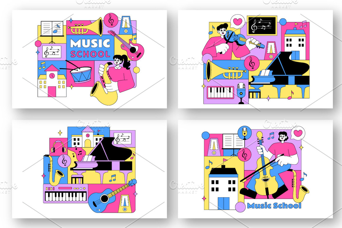 10 Music School Illustration, a Person Illustration by denayunebgt (Photo 3 of 4)