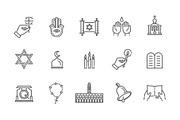 Vector religion icons set, an Outline Icon by Tettygreen (Thumbnail 2 of 2)