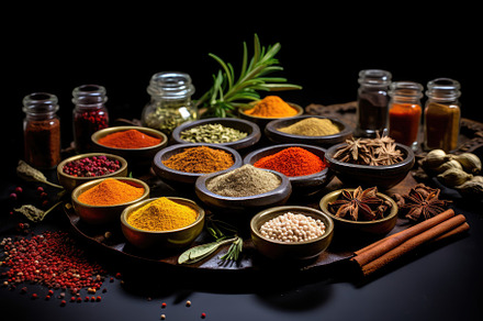 Spices and herbs on the table in com, a Photo by Iftikhar Alam