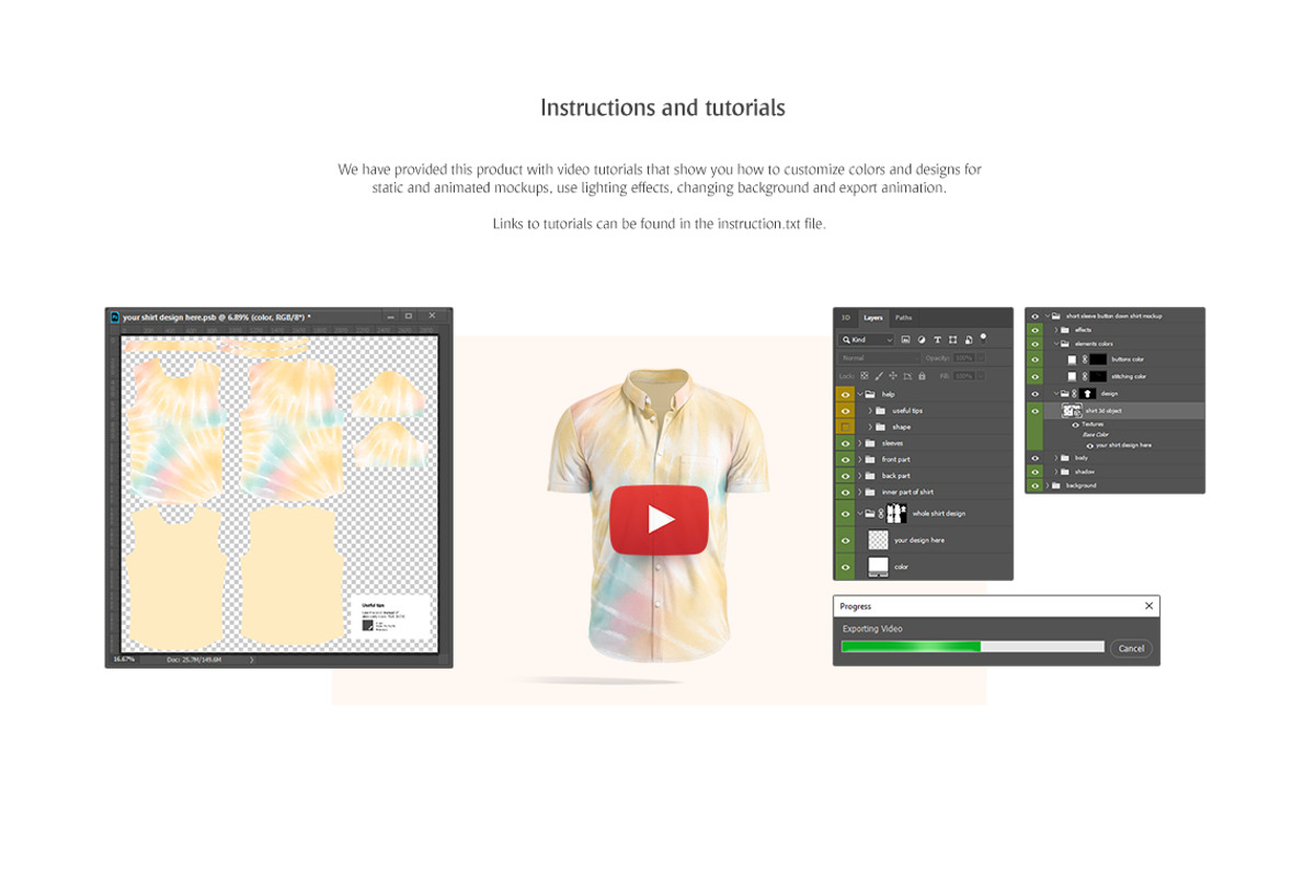 Short Sleeve Shirt Animated Mockup, a Shirt Mockup by rebrandy (Photo 10 of 13)