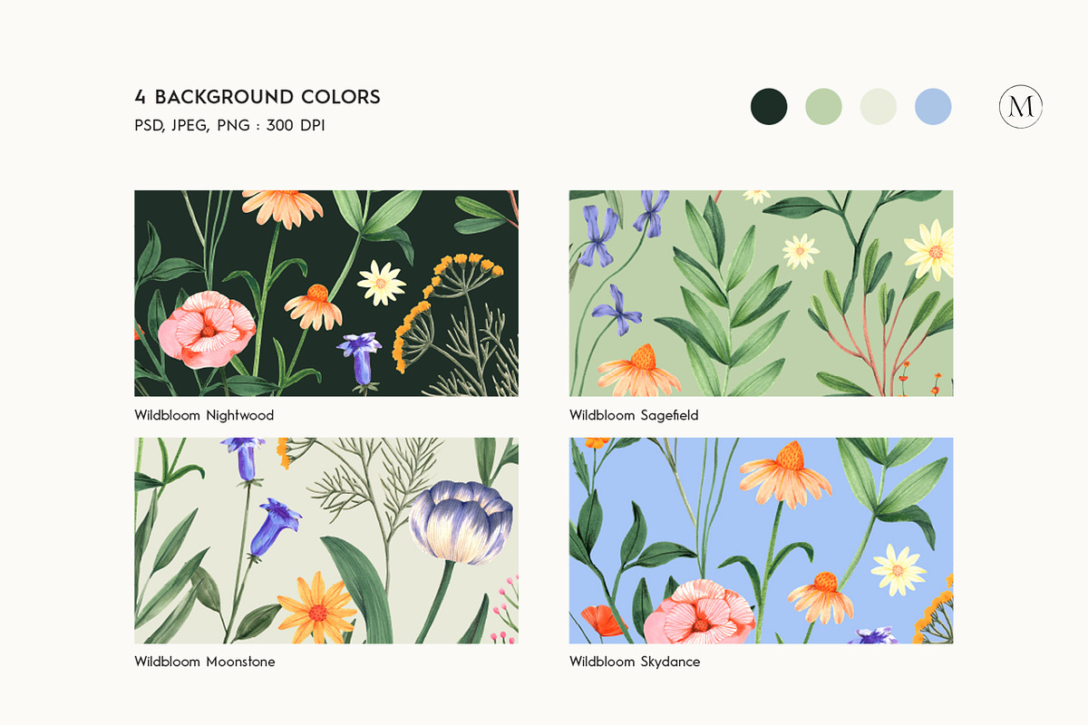 Wildbloom Botanical Pattern, a Pattern Graphic by Manimanisa (Photo 6 of 10)