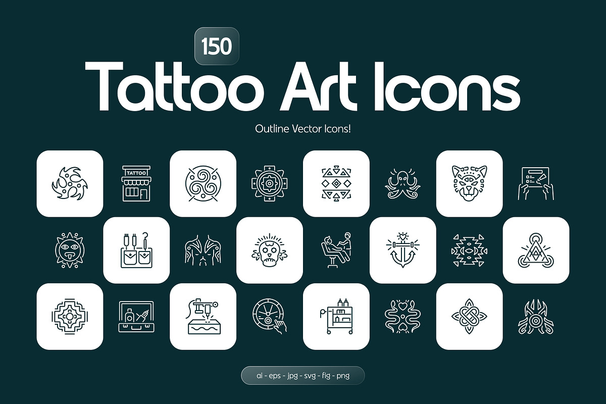 Tattoo Art Icons, an Outline Icon by Prosymbols (Photo 1 of 8)