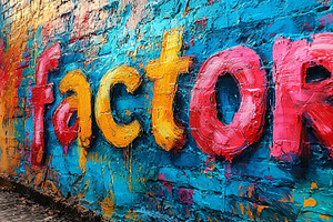 Colorful Graffiti Artwork With The Word 'Factor' On A Brick Wall