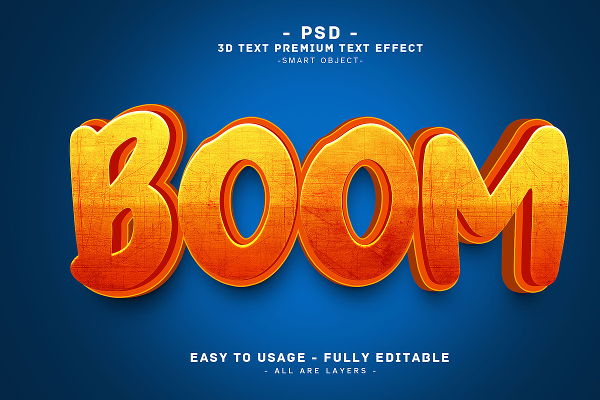 Boom 3D Editable Psd Text Effect, a Layer Style Add-On by Md Jahidul99