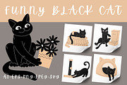 Funny Black Cat Character Collection, an Animal Illustration by YuskinKot (Thumbnail 1 of 3)