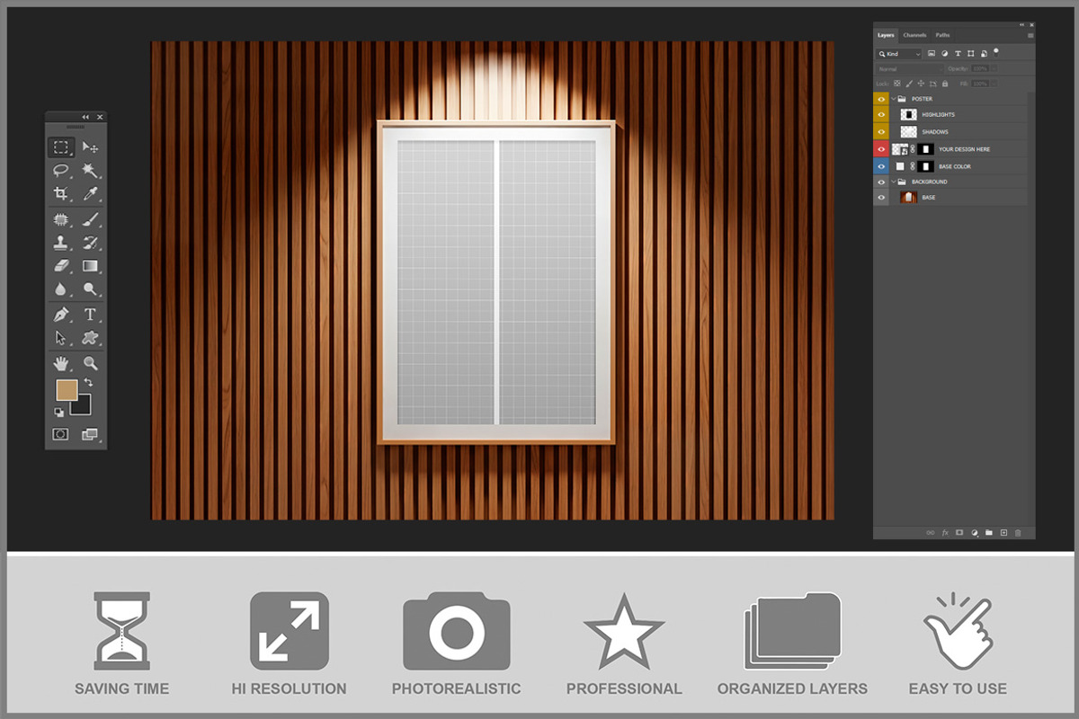 Framed Poster Mockup PSD, an Advertising Mockup by Bruno's Shop (Photo 3 of 4)